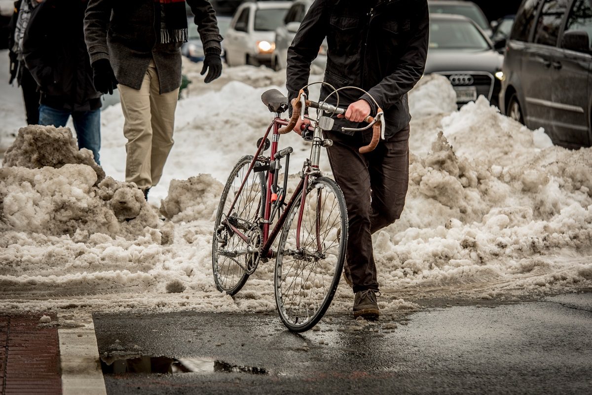 bike through the snow