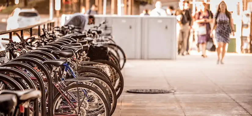 a photo of a bike rack at the east falls church station