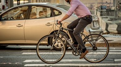 A person riding a bike