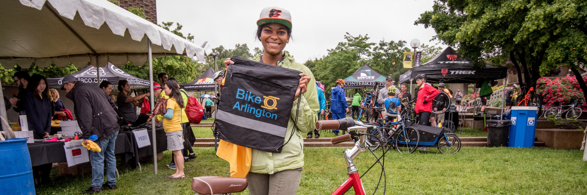 This is a photo of someone at the Rosslyn Bike to Work Day event site.
